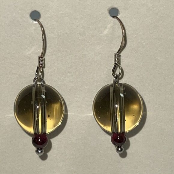 Genuine Crystal Stone Earrings, Sterling Silver Hand Carved Earrings, NWOT - Picture 6 of 7